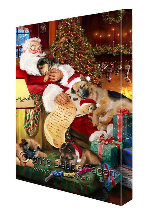 Happy Holidays with Santa Sleeping with German Shepherd Dogs Christmas Canvas