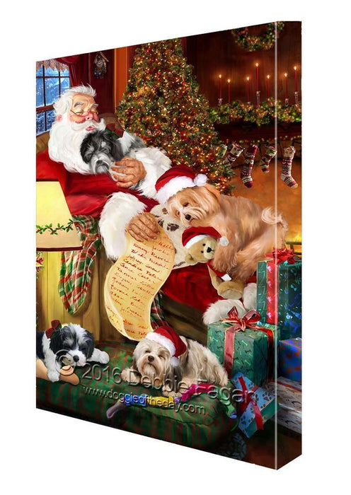 Happy Holidays with Santa Sleeping with Havanese Dogs Christmas Canvas