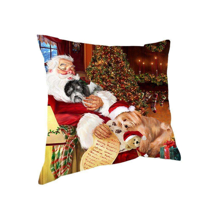 Happy Holidays with Santa Sleeping with Havanese Dogs Christmas Pillow
