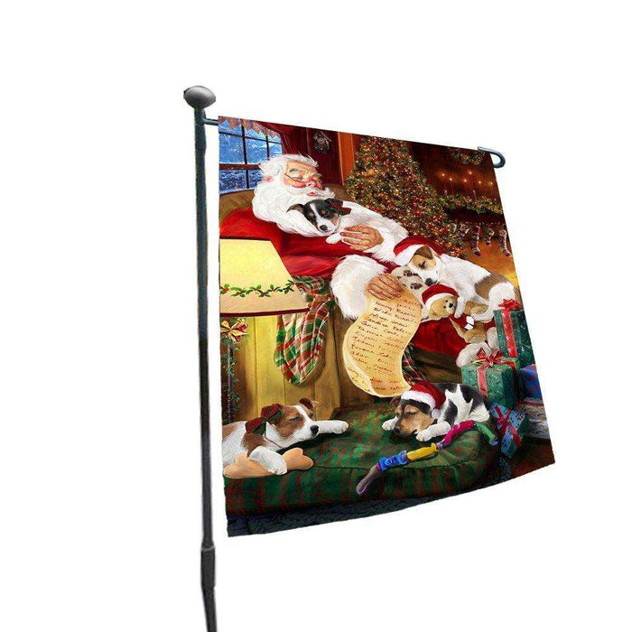 Happy Holidays with Santa Sleeping with Jack Russell Dogs Christmas Garden Flag