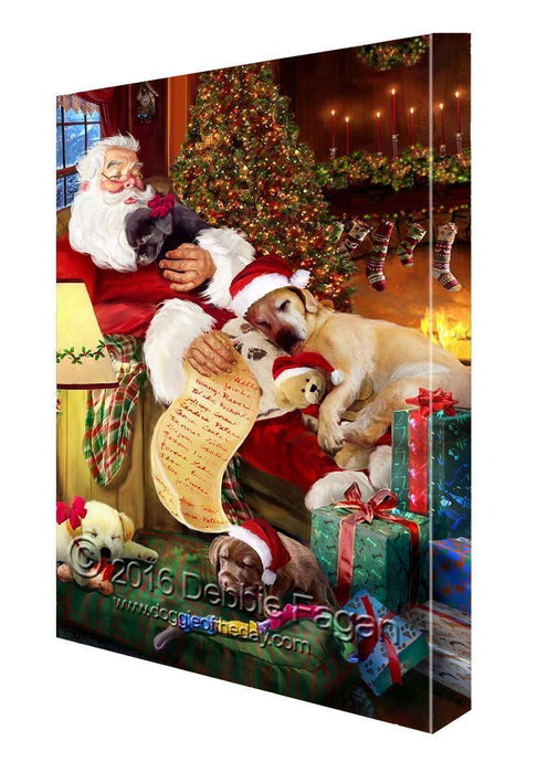 Happy Holidays with Santa Sleeping with Labrador Dogs Christmas Canvas