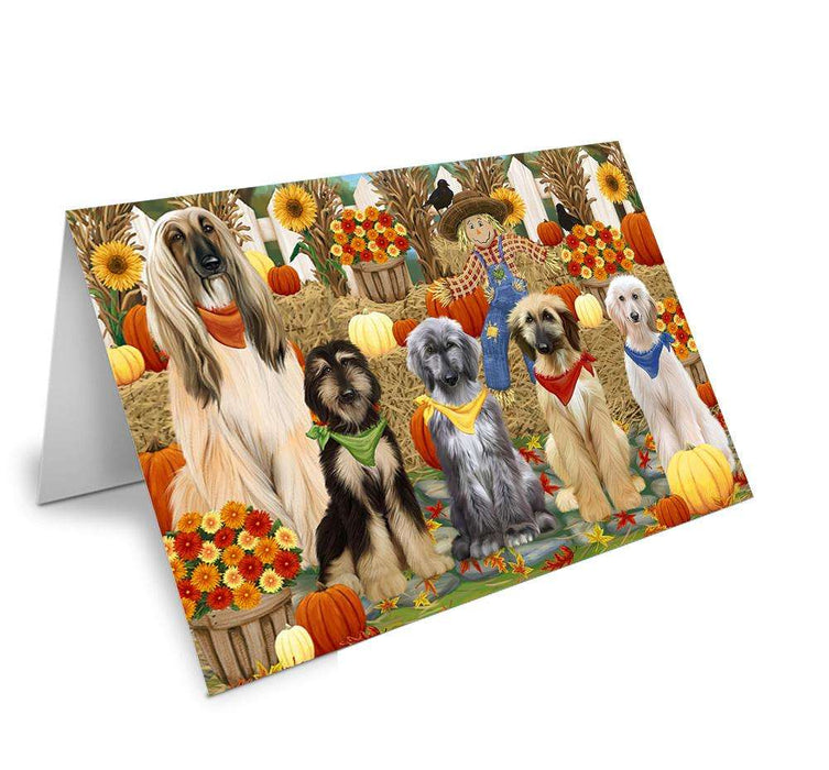Harvest Time Festival Day Afghan Hounds Dog Handmade Artwork Assorted Pets Greeting Cards and Note Cards with Envelopes for All Occasions and Holiday Seasons GCD61109