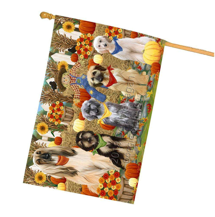 Harvest Time Festival Day Afghan Hounds Dog House Flag FLG52441