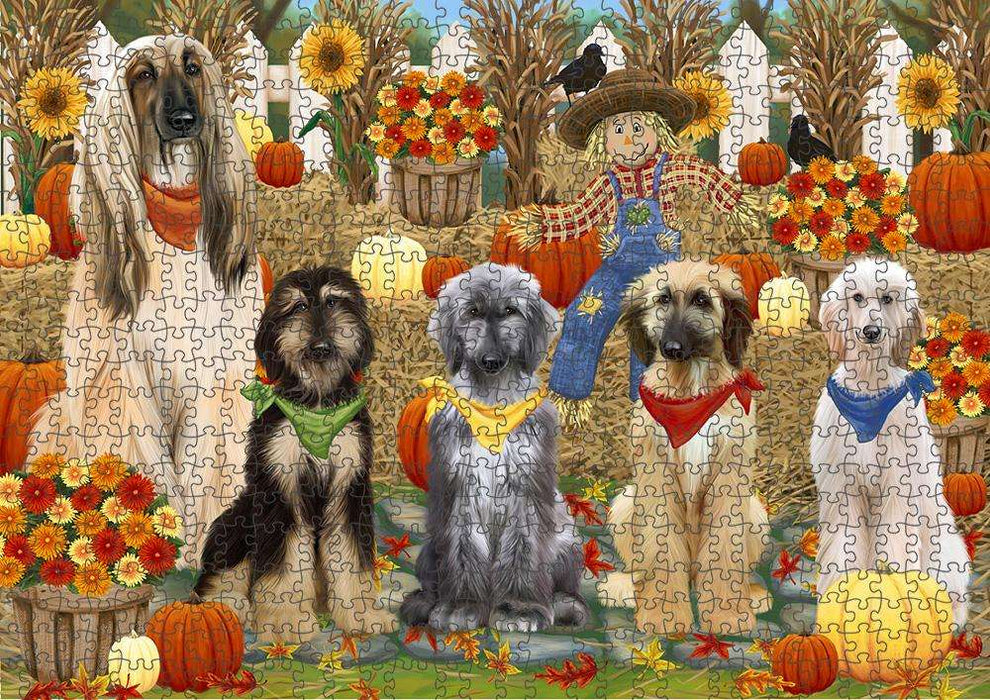Harvest Time Festival Day Afghan Hounds Dog Puzzle with Photo Tin PUZL61011
