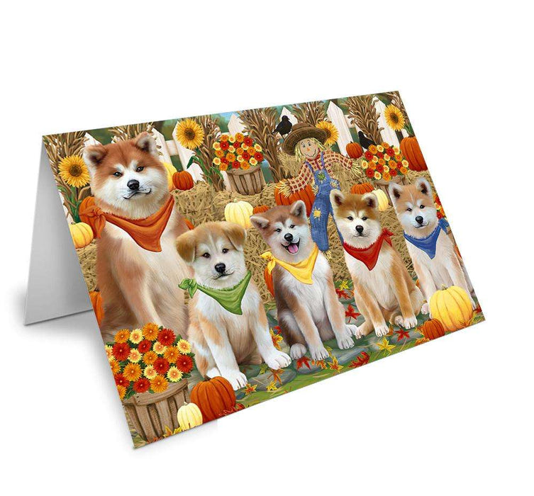 Harvest Time Festival Day Akitas Dog Handmade Artwork Assorted Pets Greeting Cards and Note Cards with Envelopes for All Occasions and Holiday Seasons GCD61112