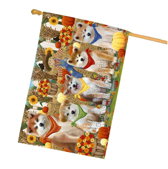 Harvest Time Festival Day Akitas Dog House Flag FLG52442