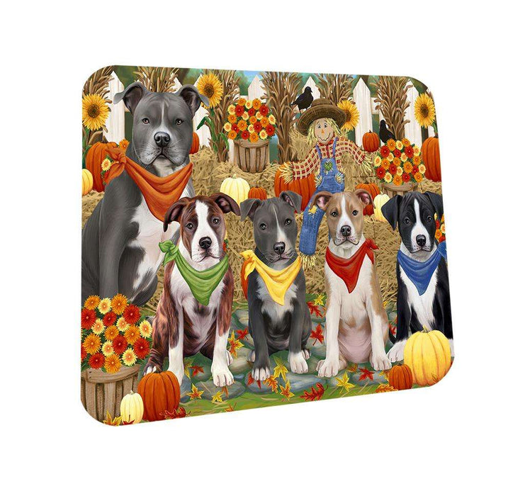 Harvest Time Festival Day American Staffordshire Terriers Dog Coasters Set of 4 CST52321