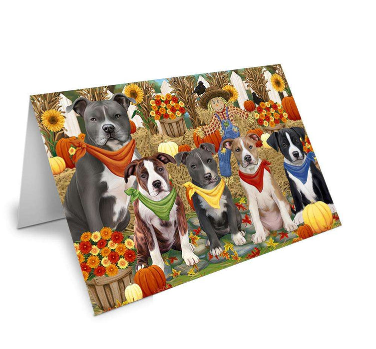 Harvest Time Festival Day American Staffordshire Terriers Dog Handmade Artwork Assorted Pets Greeting Cards and Note Cards with Envelopes for All Occasions and Holiday Seasons GCD61115