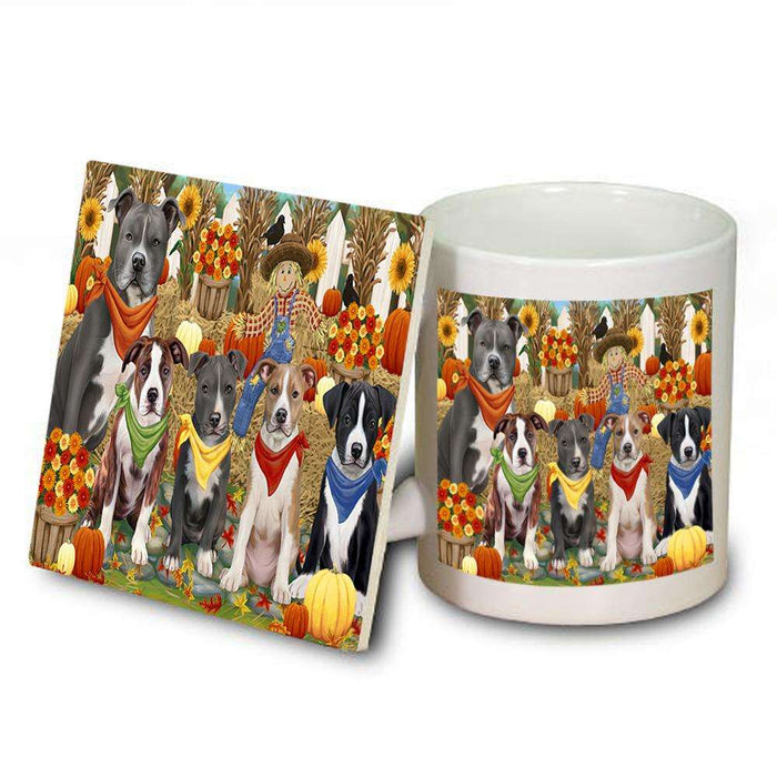 Harvest Time Festival Day American Staffordshire Terriers Dog Mug and Coaster Set MUC52354