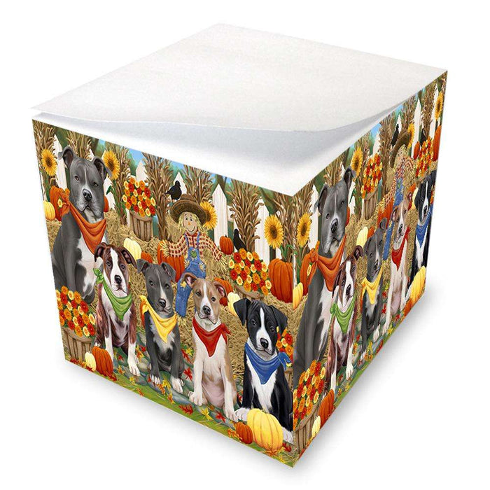 Harvest Time Festival Day American Staffordshire Terriers Dog Note Cube NOC52362