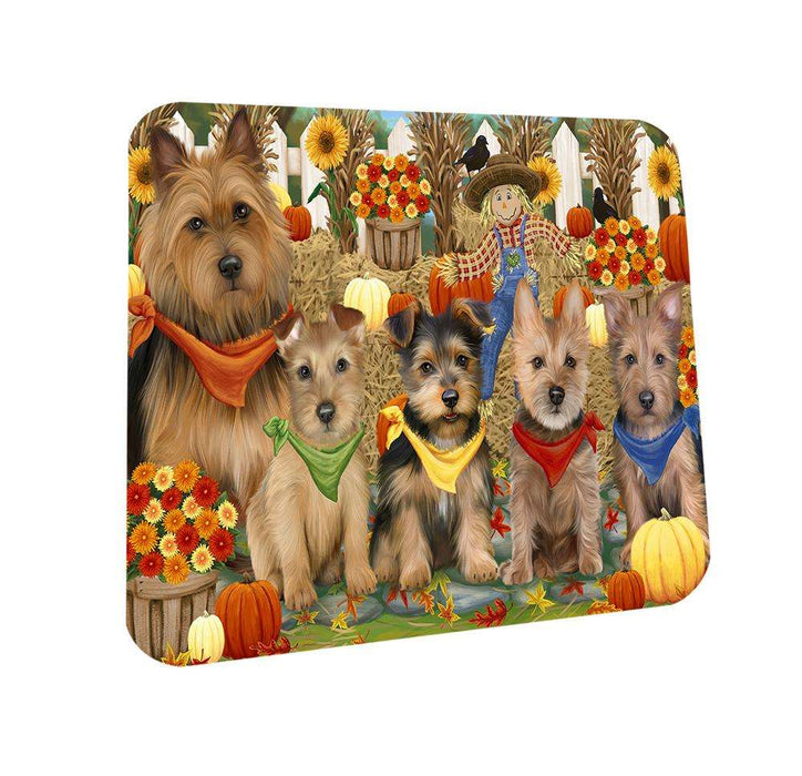 Harvest Time Festival Day Australian Terriers Dog Coasters Set of 4 CST52322