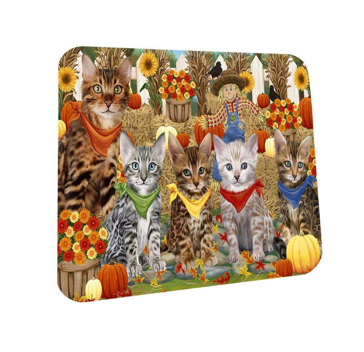 Harvest Time Festival Day Bengal Cats Coasters Set of 4 CST52323