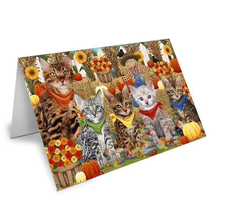 Harvest Time Festival Day Bengal Cats Handmade Artwork Assorted Pets Greeting Cards and Note Cards with Envelopes for All Occasions and Holiday Seasons GCD61121