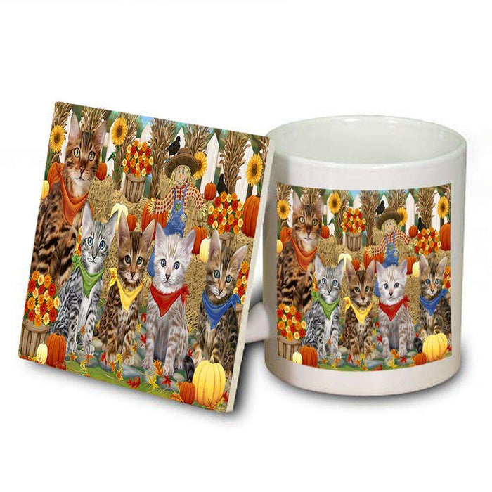 Harvest Time Festival Day Bengal Cats Mug and Coaster Set MUC52356