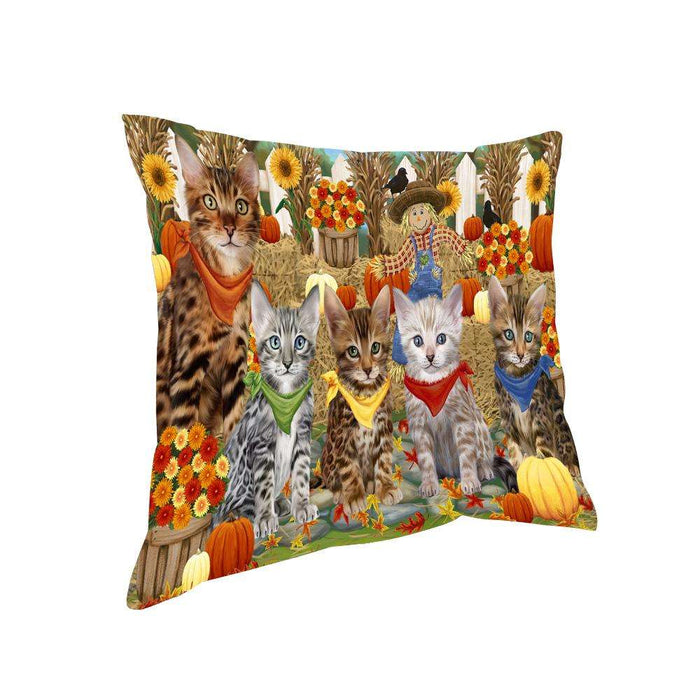 Harvest Time Festival Day Bengal Cats Pillow PIL65612
