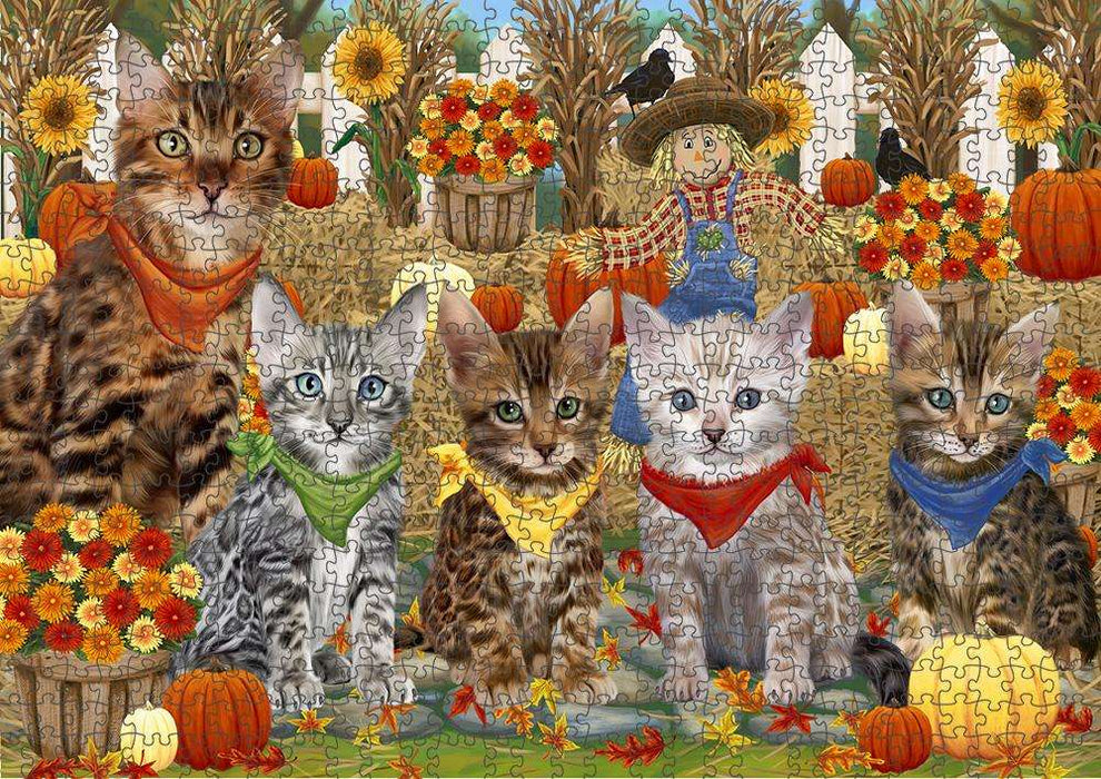 Harvest Time Festival Day Bengal Cats Puzzle with Photo Tin PUZL61023