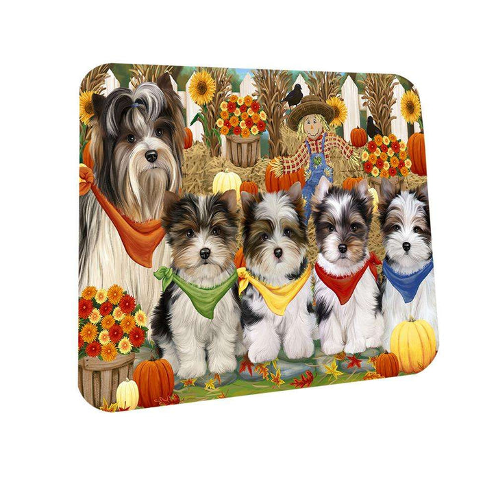 Harvest Time Festival Day Biewer Terriers Dog Coasters Set of 4 CST52324