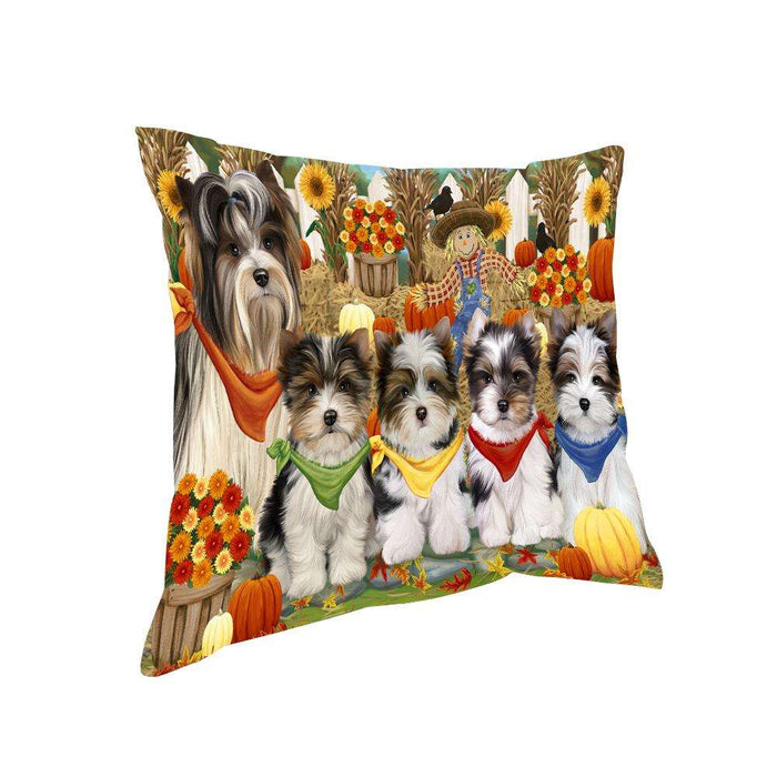 Harvest Time Festival Day Biewer Terriers Dog Pillow PIL65616