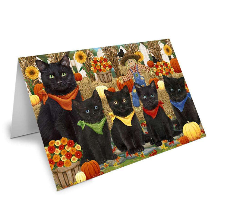 Harvest Time Festival Day Black Cats Handmade Artwork Assorted Pets Greeting Cards and Note Cards with Envelopes for All Occasions and Holiday Seasons GCD61127