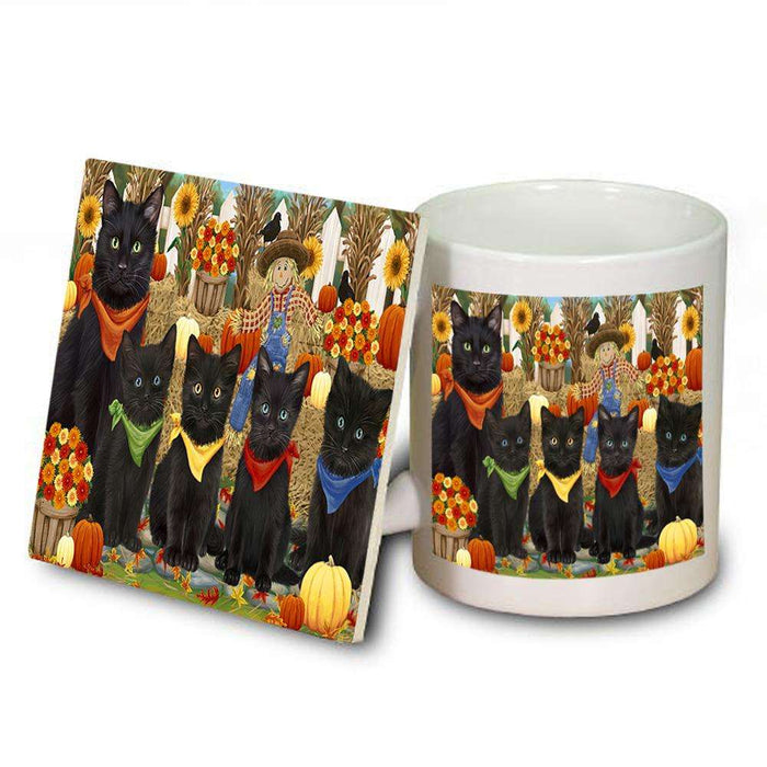 Harvest Time Festival Day Black Cats Mug and Coaster Set MUC52358