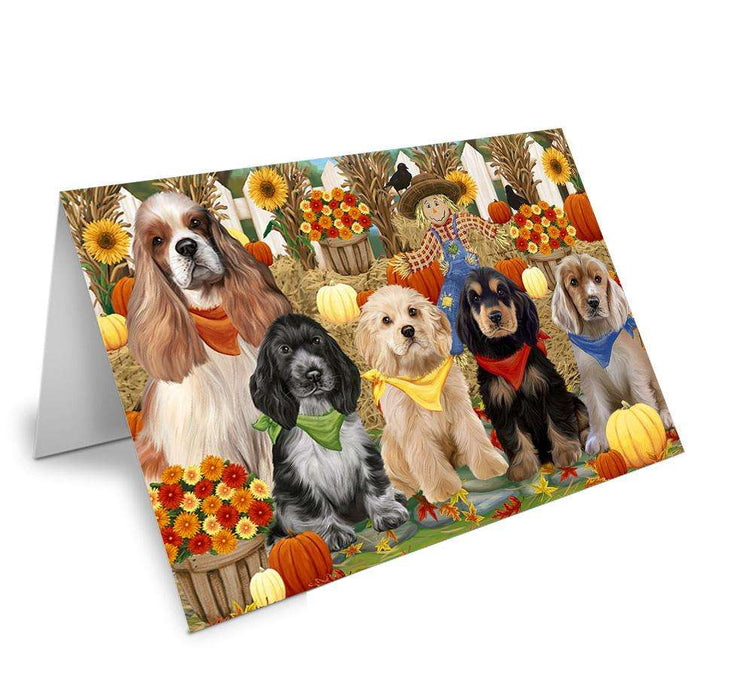 Harvest Time Festival Day Cocker Spaniels Dog Handmade Artwork Assorted Pets Greeting Cards and Note Cards with Envelopes for All Occasions and Holiday Seasons GCD61136