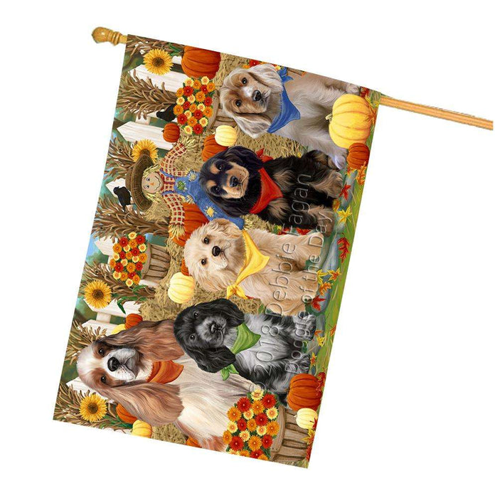 Harvest Time Festival Day Cocker Spaniels Dog House Flag FLG52450