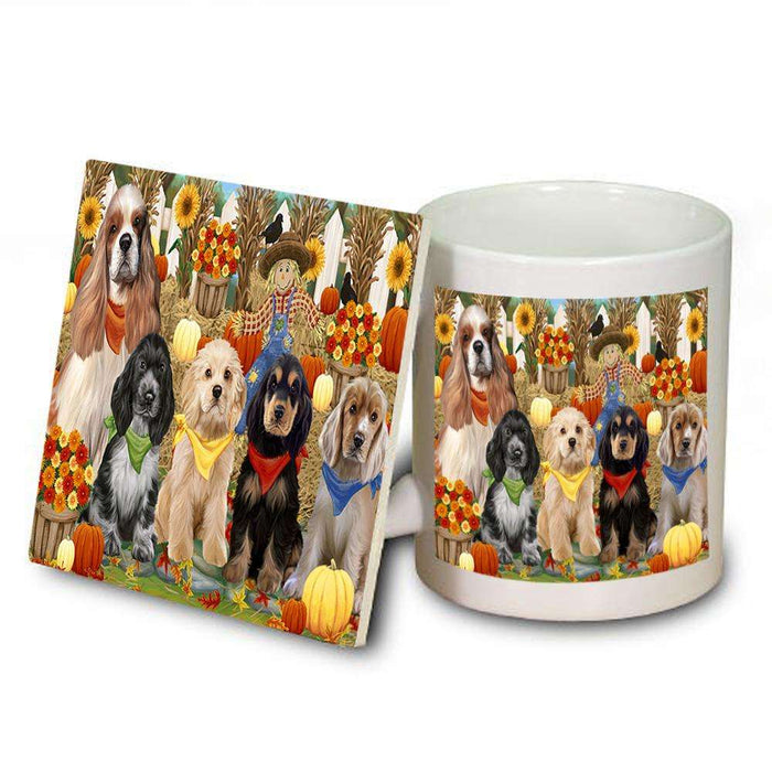 Harvest Time Festival Day Cocker Spaniels Dog Mug and Coaster Set MUC52361