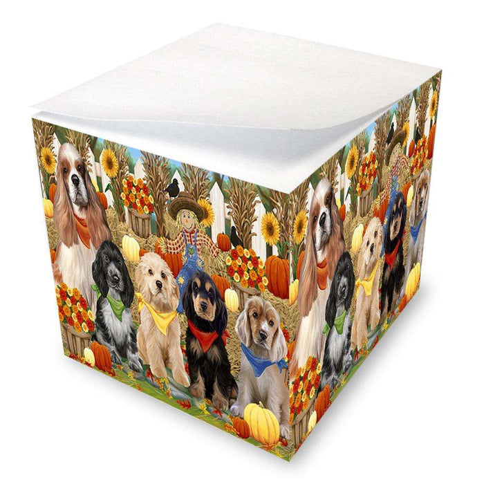 Harvest Time Festival Day Cocker Spaniels Dog Note Cube NOC52369