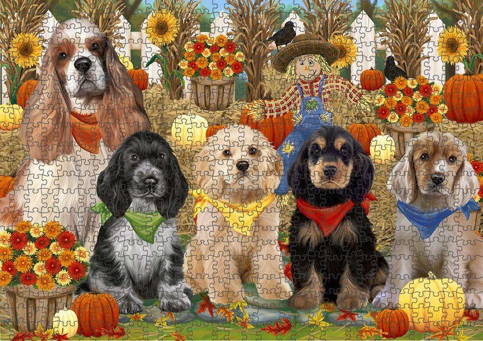 Harvest Time Festival Day Cocker Spaniels Dog Puzzle with Photo Tin PUZL61038