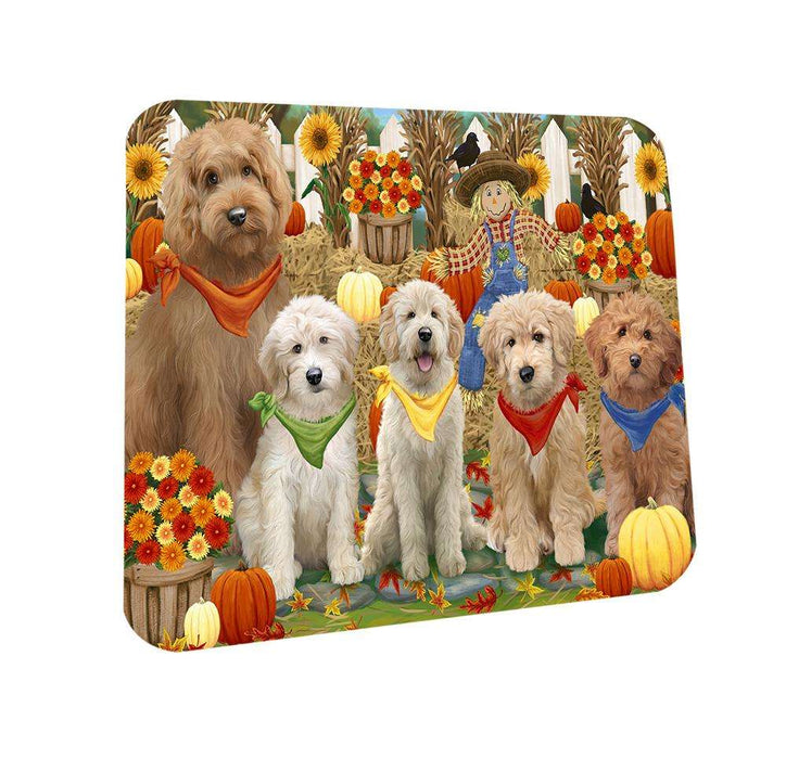 Harvest Time Festival Day Goldendoodles Dog Coasters Set of 4 CST52329
