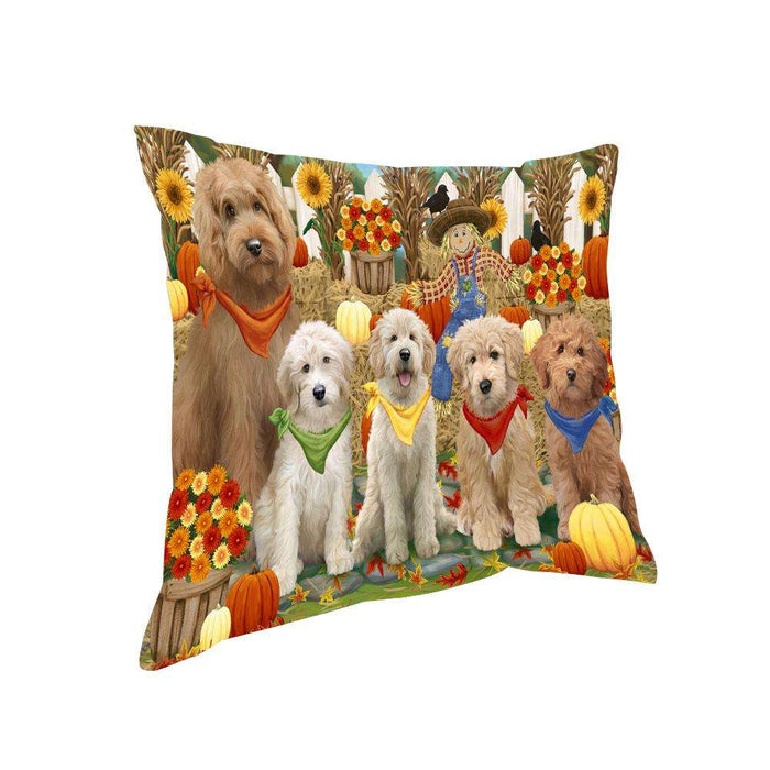 Harvest Time Festival Day Goldendoodles Dog Pillow PIL65636