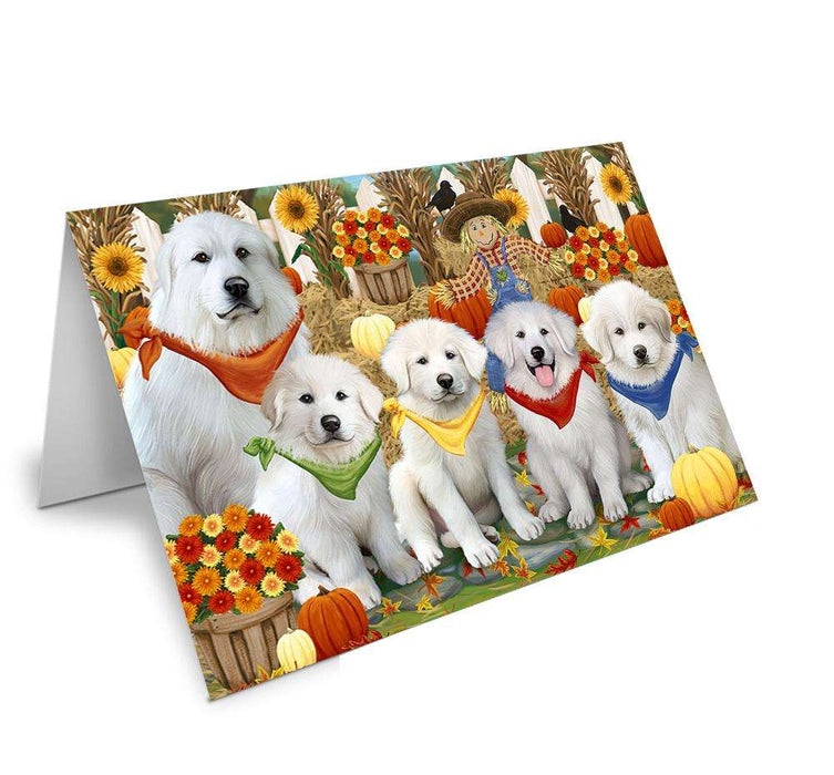 Harvest Time Festival Day Great Pyrenees Dog Handmade Artwork Assorted Pets Greeting Cards and Note Cards with Envelopes for All Occasions and Holiday Seasons GCD61142