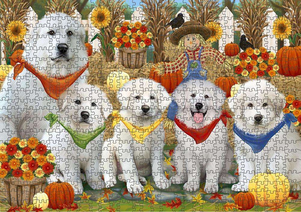 Harvest Time Festival Day Great Pyrenees Dog Puzzle with Photo Tin PUZL61044