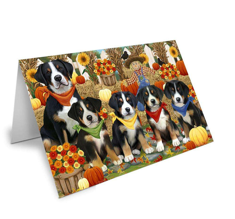 Harvest Time Festival Day Greater Swiss Mountain Dogs Handmade Artwork Assorted Pets Greeting Cards and Note Cards with Envelopes for All Occasions and Holiday Seasons GCD61145