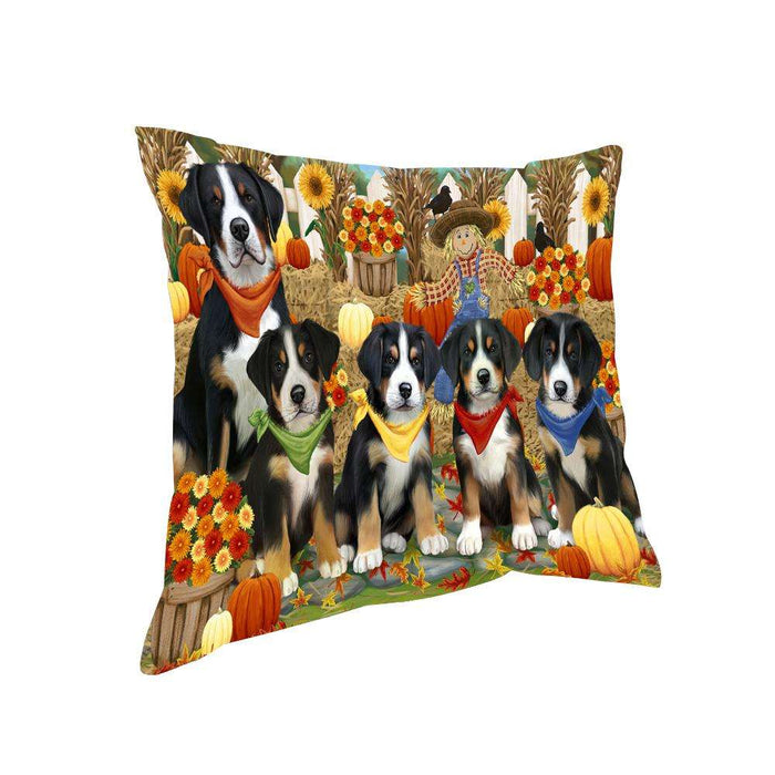Harvest Time Festival Day Greater Swiss Mountain Dogs Pillow PIL65644