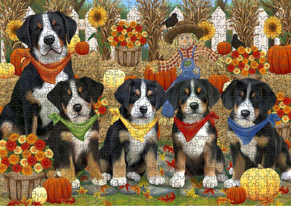 Harvest Time Festival Day Greater Swiss Mountain Dogs Puzzle with Photo Tin PUZL61047