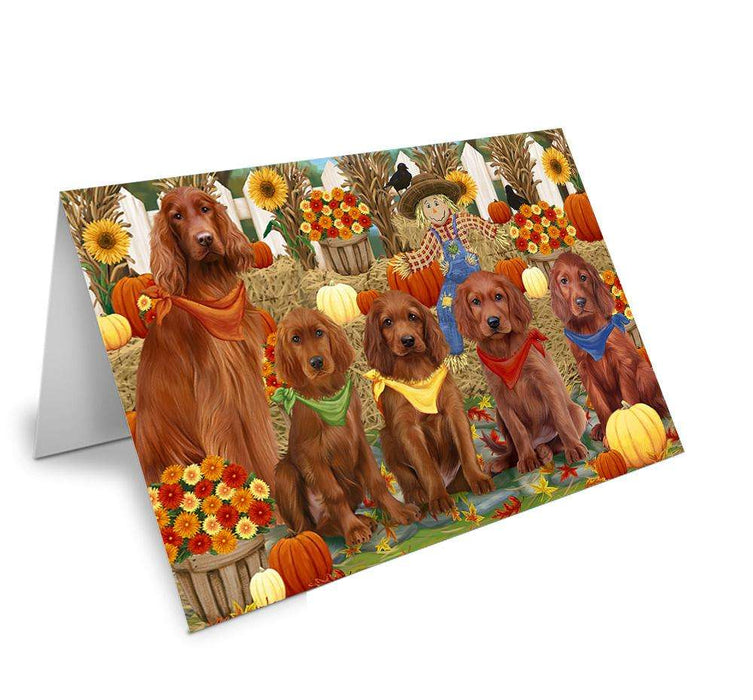 Harvest Time Festival Day Irish Setters Dog Handmade Artwork Assorted Pets Greeting Cards and Note Cards with Envelopes for All Occasions and Holiday Seasons GCD61148