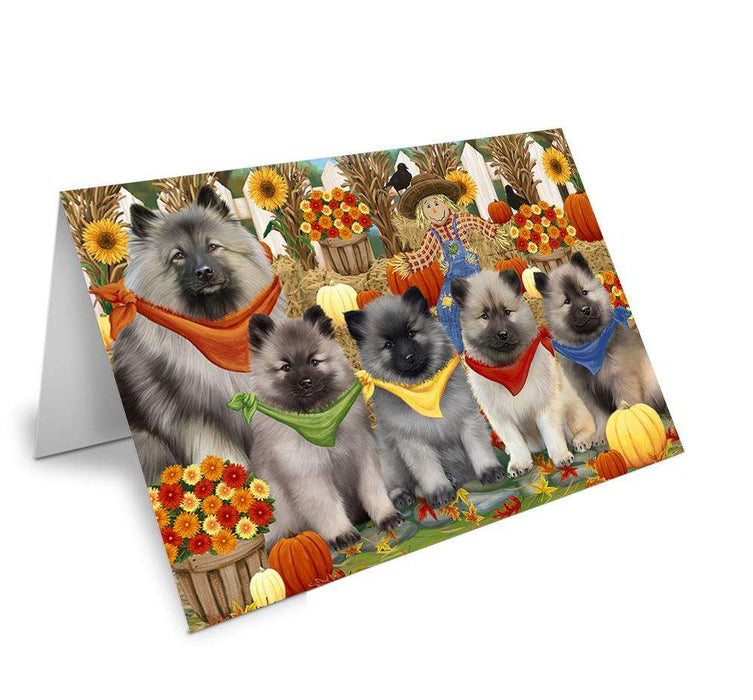 Harvest Time Festival Day Keeshonds Dog Handmade Artwork Assorted Pets Greeting Cards and Note Cards with Envelopes for All Occasions and Holiday Seasons GCD61151