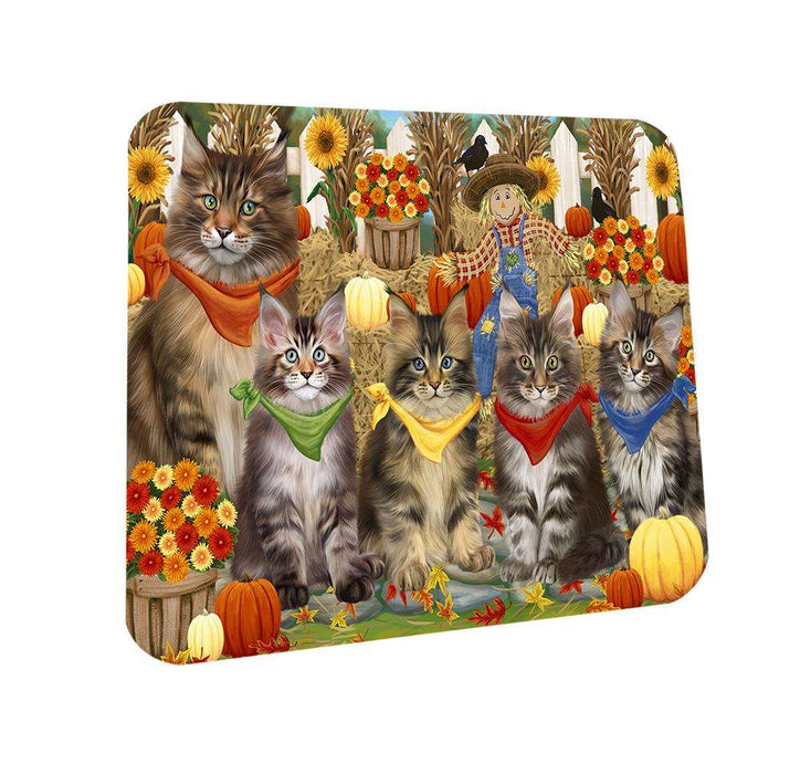 Harvest Time Festival Day Maine Coons Cat Coasters Set of 4 CST52334