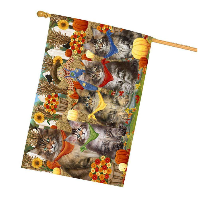 Harvest Time Festival Day Maine Coons Cat House Flag FLG52456