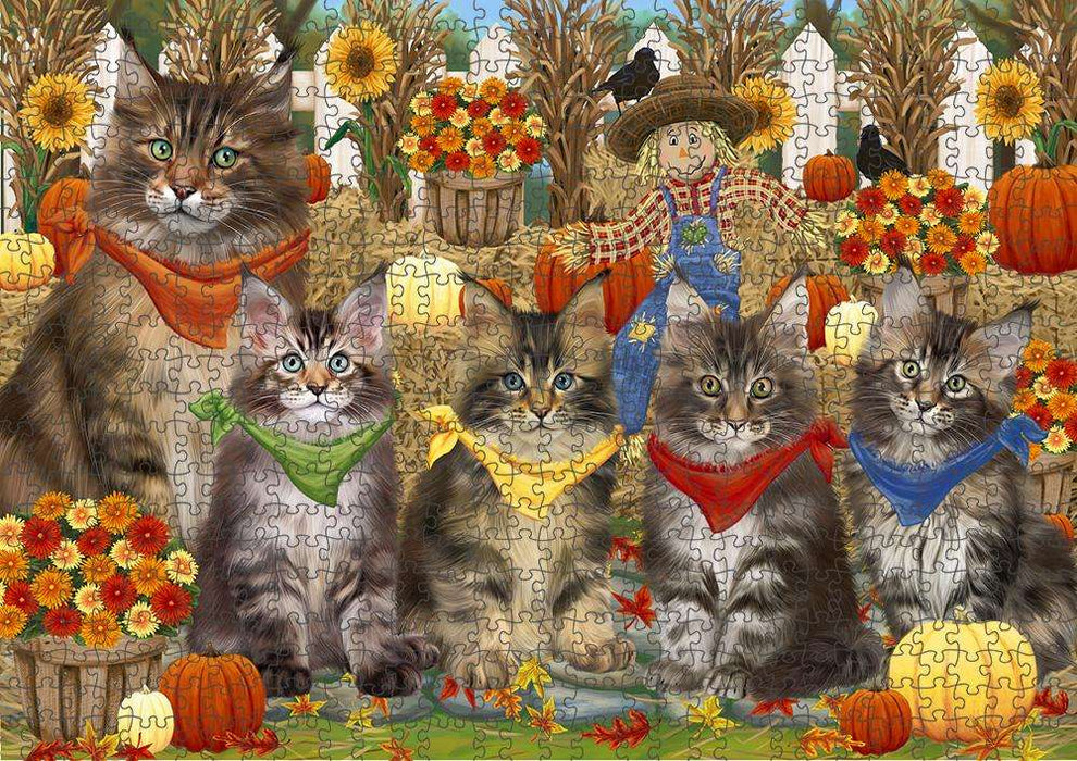 Harvest Time Festival Day Maine Coons Cat Puzzle with Photo Tin PUZL61056