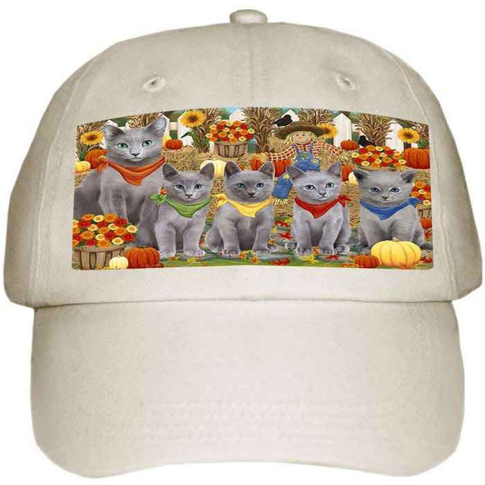 Harvest Time Festival Day Russian Blues Cat Ball Hat Cap HAT60861