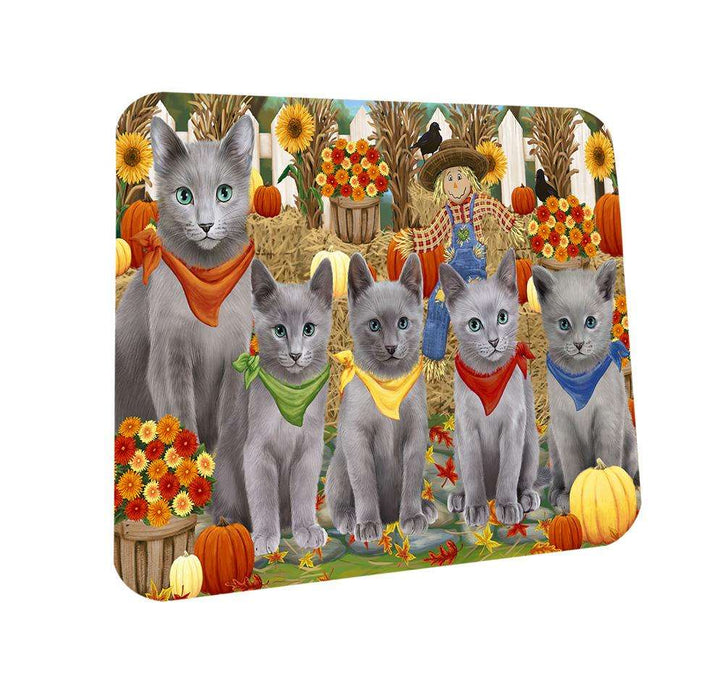 Harvest Time Festival Day Russian Blues Cat Coasters Set of 4 CST52335