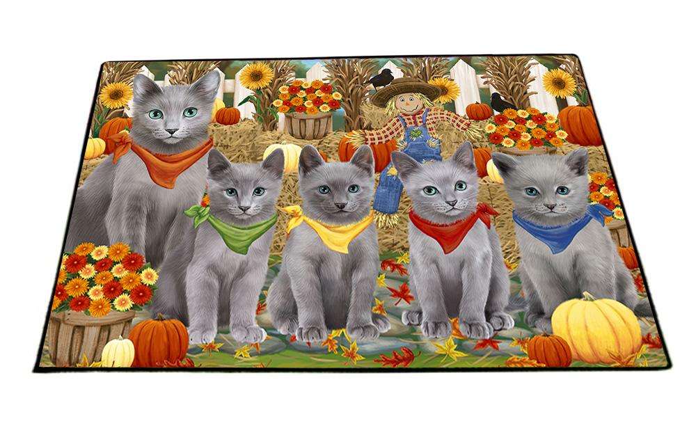 Harvest Time Festival Day Russian Blues Cat Floormat FLMS51630
