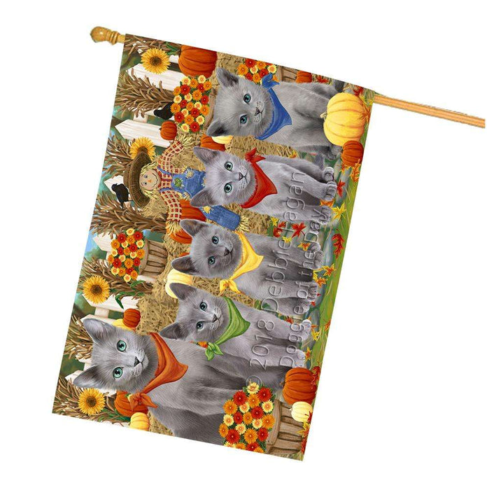 Harvest Time Festival Day Russian Blues Cat House Flag FLG52457