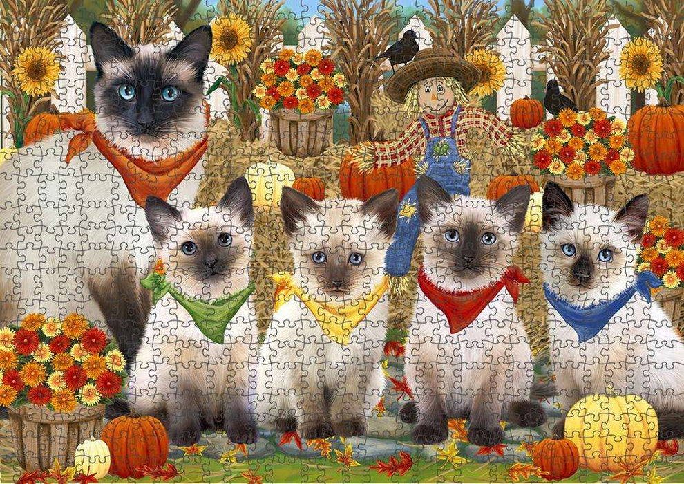 Harvest Time Festival Day Siamese Cats Puzzle with Photo Tin PUZL61062