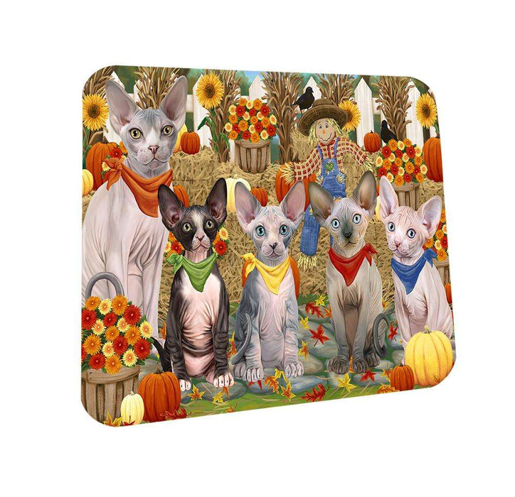 Harvest Time Festival Day Sphynx Cats Coasters Set of 4 CST52337