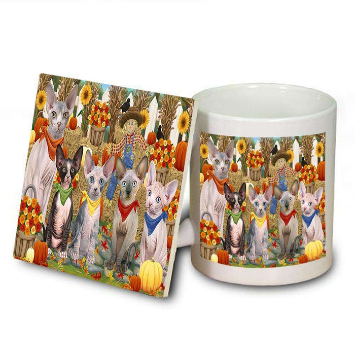 Harvest Time Festival Day Sphynx Cats Mug and Coaster Set MUC52370