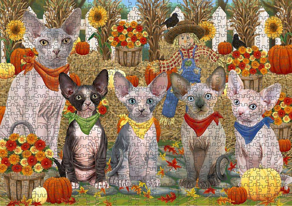 Harvest Time Festival Day Sphynx Cats Puzzle with Photo Tin PUZL61065