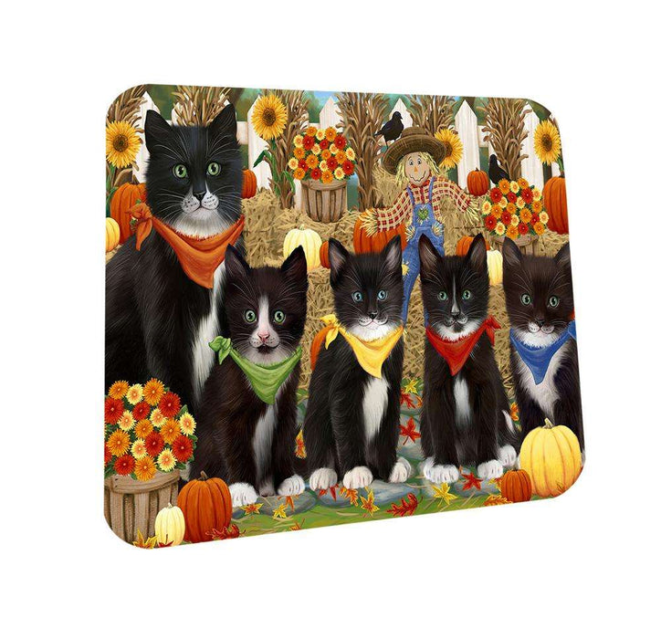 Harvest Time Festival Day Tuxedo Cats Coasters Set of 4 CST52338